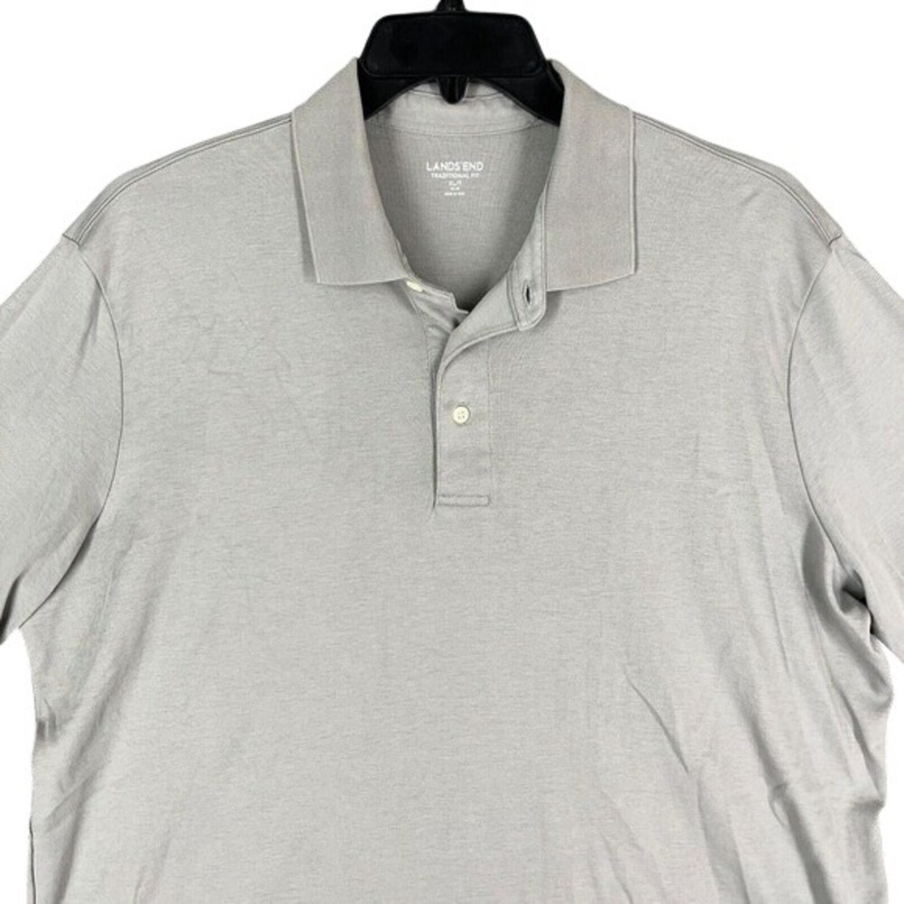 Lands End Traditional Fit Polo Style Casual Comfort‎ Wear Shirt Mens XLT Gray